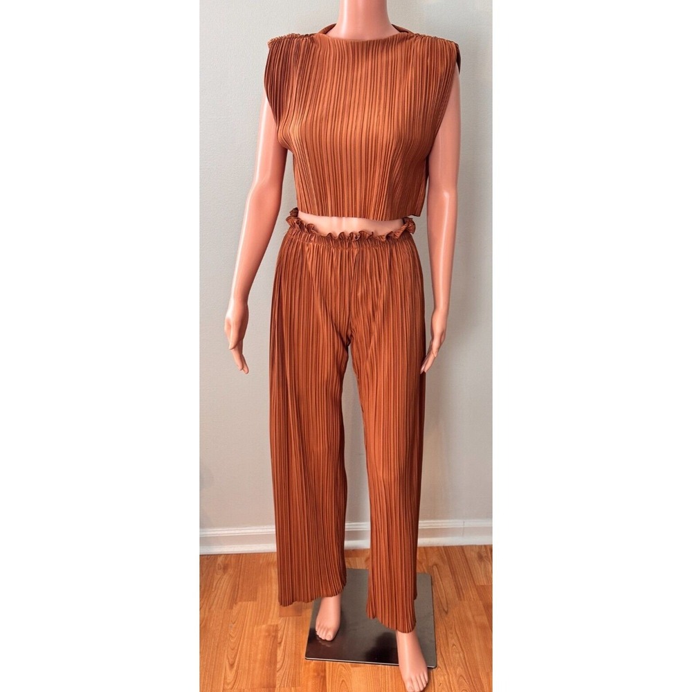 ASTR the Label Pant Cropped top set Rust Sleeveless Wide Leg XS Cruise Control